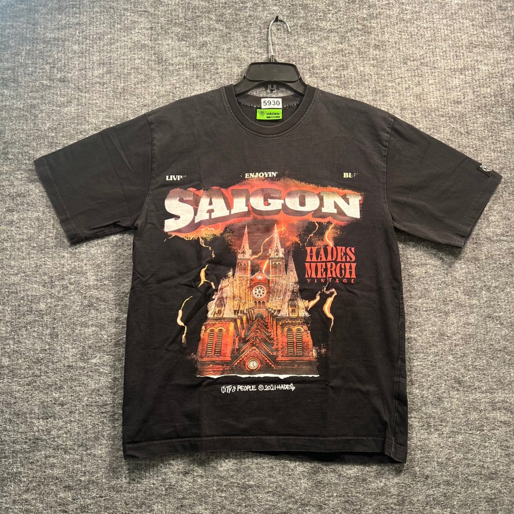 Hades Merch Vintage Saigon Graphic T-Shirt Black Small Streetwear 2021